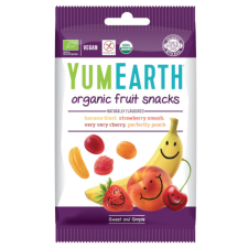 YUMEARTH Mahedad puuviljsnäkid kummikommid 50gr-Banaan, maasikas, kirss, virsik